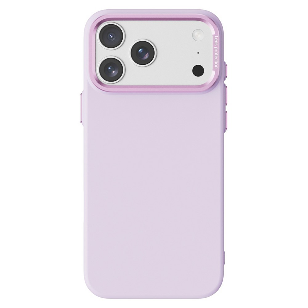 For iPhone 17 Pro Max Magnetic Case Plant-based Fiber + PC Phone Cover with Metal Lens Frame - Pink Purple