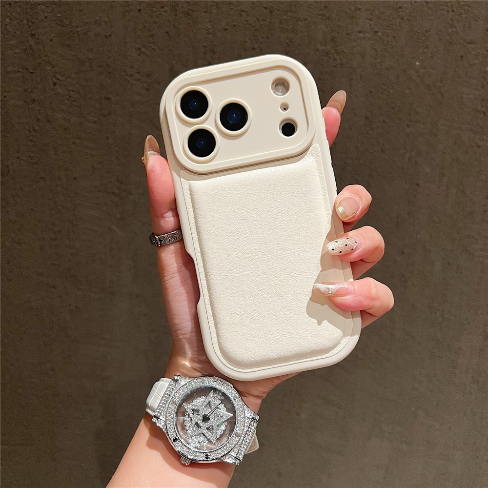 For iPhone 17 Pro Case Round Hole Shockproof PU + TPU Phone Back Cover - Beige