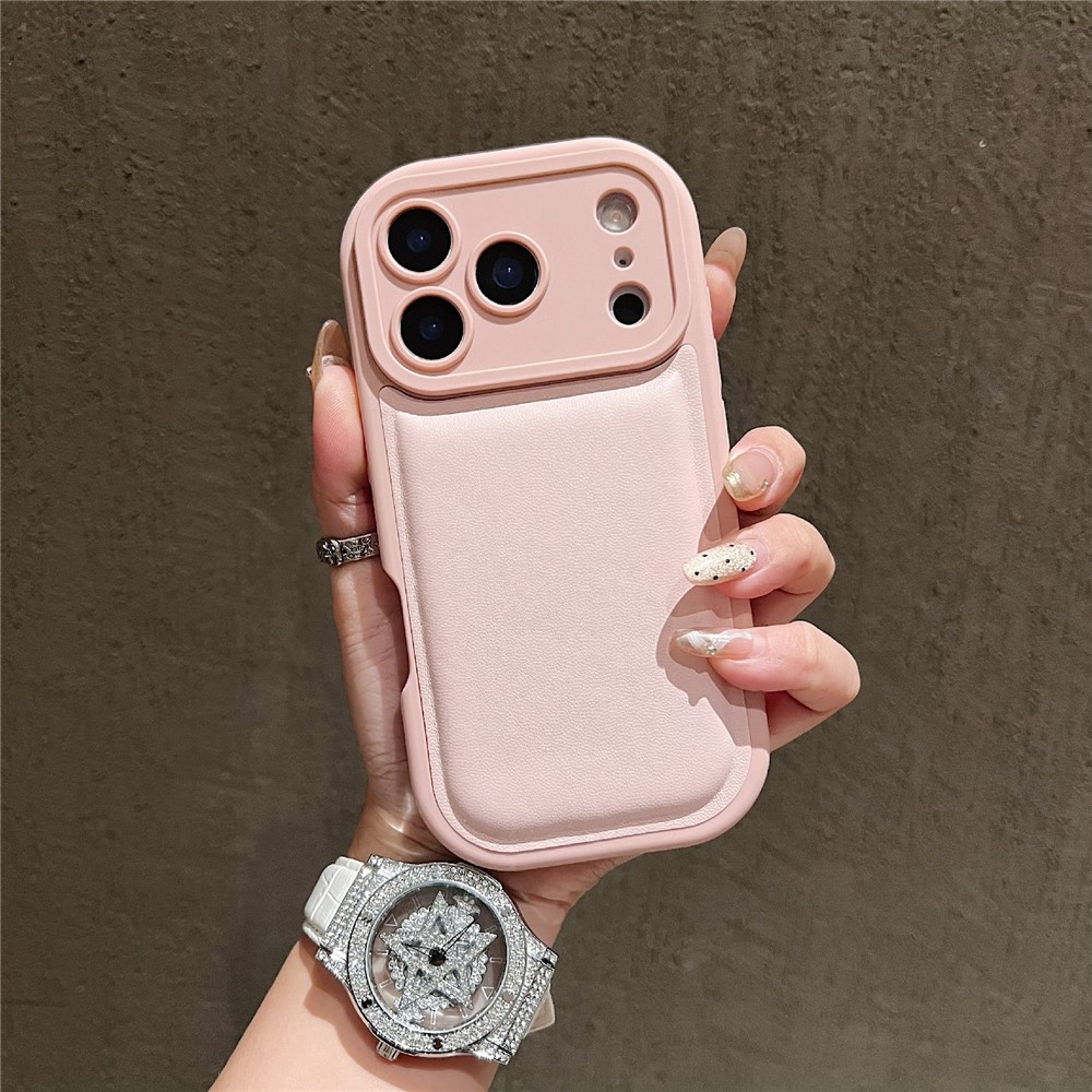 For iPhone 17 Pro Case Round Hole Shockproof PU + TPU Phone Back Cover - Pink