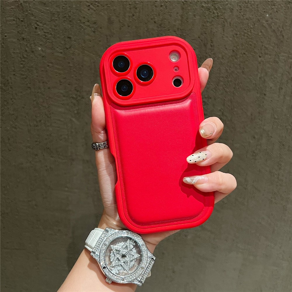 For iPhone 17 Pro Case Round Hole Shockproof PU + TPU Phone Back Cover - Red
