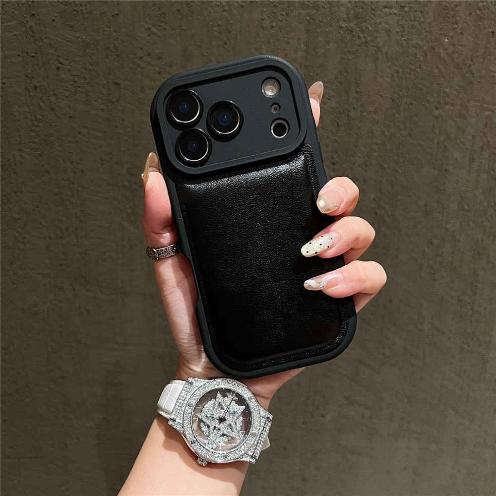 For iPhone 17 Pro Case Round Hole Shockproof PU + TPU Phone Back Cover - Black