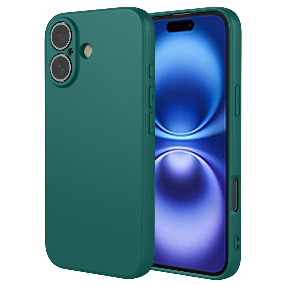 For iPhone 17 Case Liquid Silicone Feel Soft TPU Protective Phone Cover - Blackish Green