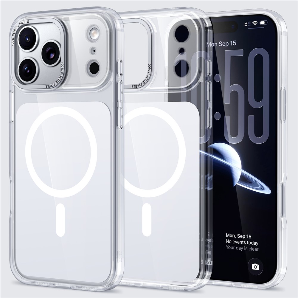 For iPhone 17 Pro Case Compatible with MagSafe TPU Acrylic Phone Back Cover - Silver