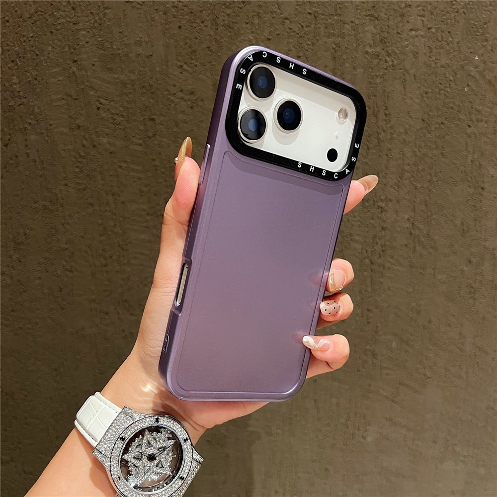 For iPhone 17 Pro Case Black Lens Frame Metal Paint Finish PC + TPU Phone Back Cover - Purple