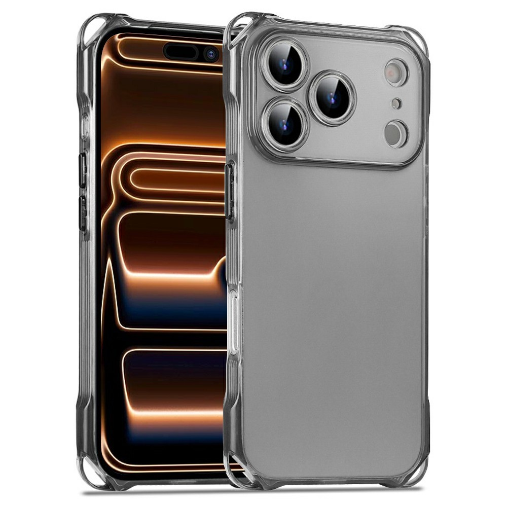 Bulk Purchasing For iPhone 17 Pro Max Case Four Corner Anti Drop 1.5mm TPU Phone Back Cover - Transparent Black  /  Black Button