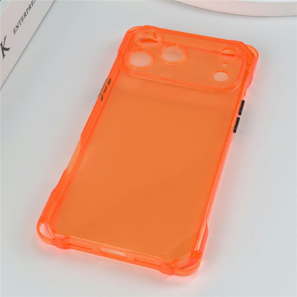 Bulk Purchasing For iPhone 17 Pro Case Four Corner Anti Drop 1.5mm TPU Phone Back Cover - Orange  /  Black Button