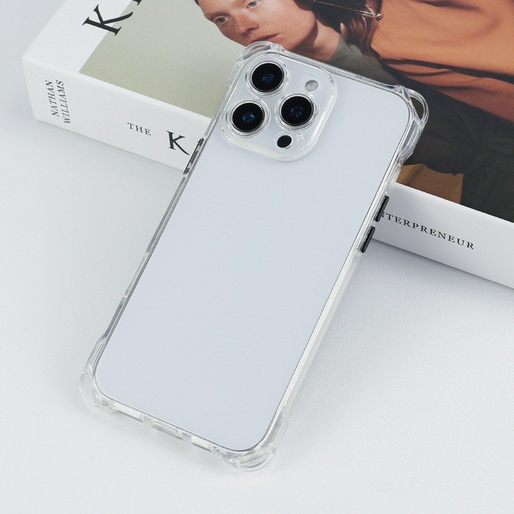 Bulk Purchasing For iPhone 16 Pro Max Case Four Corner Anti Drop 1.5mm TPU Phone Back Cover - Transparent  /  Black Button