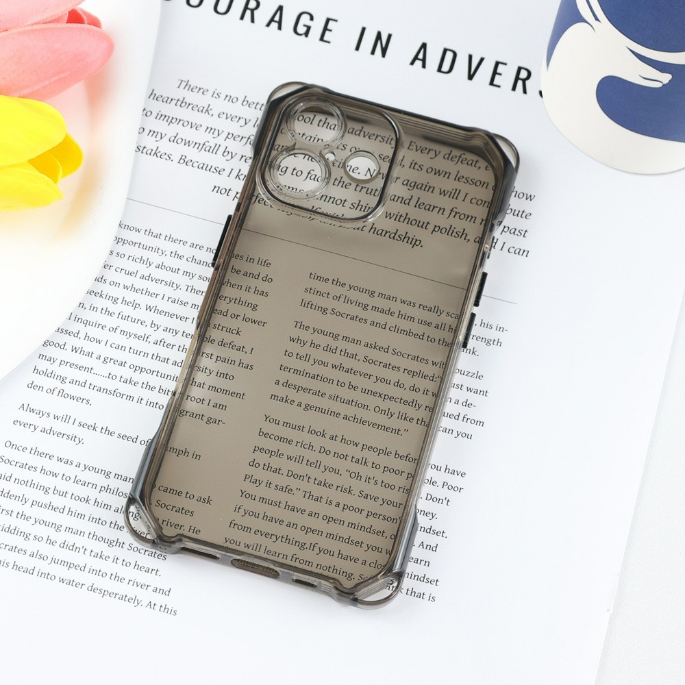 Bulk Purchasing For iPhone 17 Case Four Corner Anti Drop 1.5mm TPU Phone Back Cover - Transparent Black  /  Black Button
