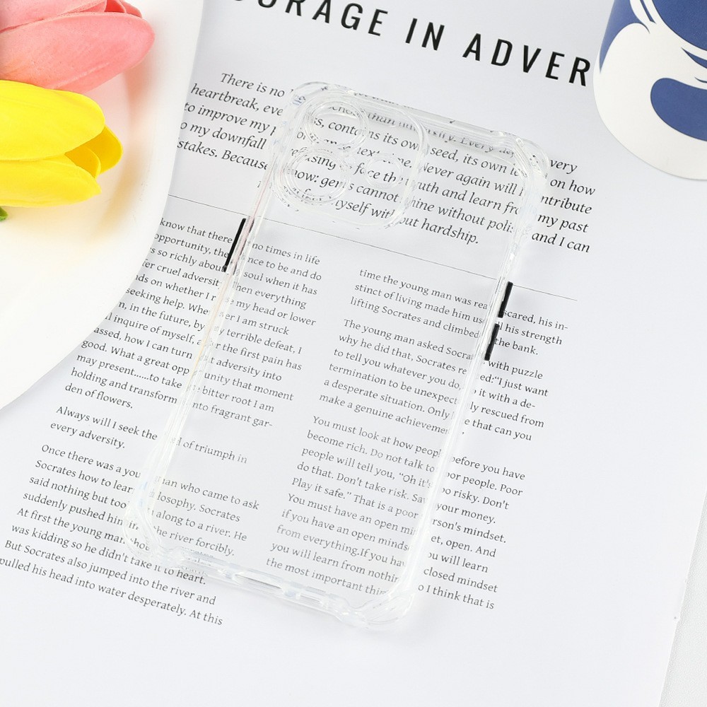 Bulk Purchasing For iPhone 17 Case Four Corner Anti Drop 1.5mm TPU Phone Back Cover - Transparent  /  Black Button