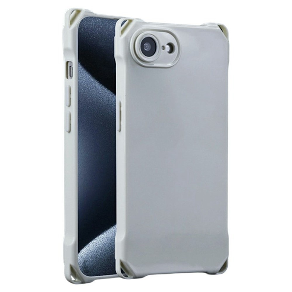 Bulk Purchasing For iPhone 16e Case Four Corner Anti Drop 1.5mm TPU Phone Back Cover - White  /  White Button