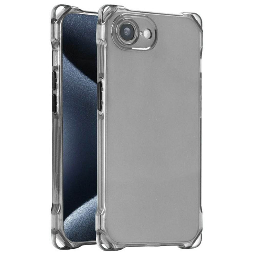 Bulk Purchasing For iPhone 16e Case Four Corner Anti Drop 1.5mm TPU Phone Back Cover - Transparent Black  /  Black Button