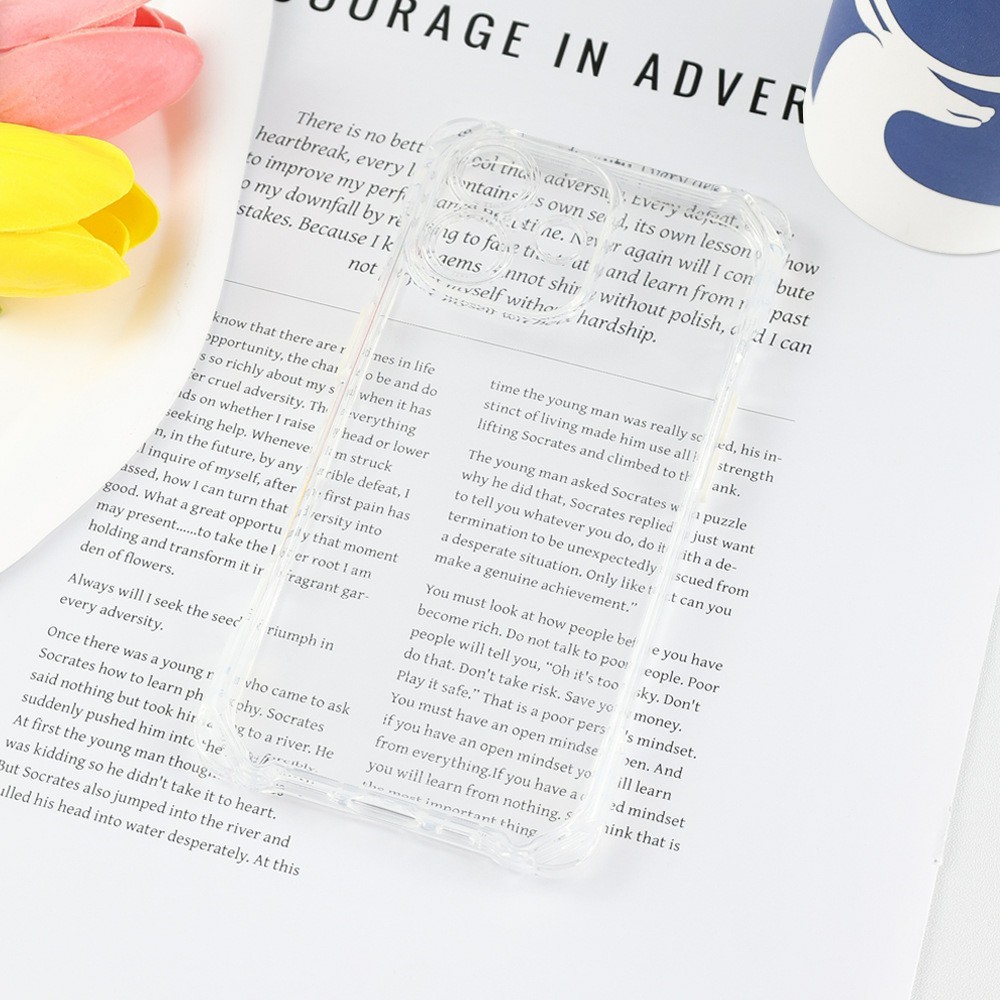 Bulk Purchasing For iPhone 16 Case Four Corner Anti Drop 1.5mm TPU Phone Back Cover - Transparent  /  White Button