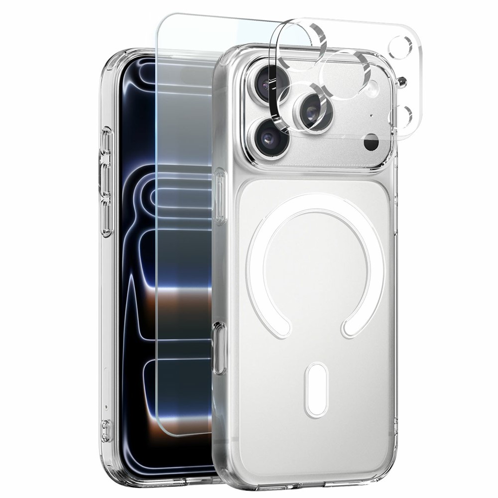 NORTHJO For iPhone 17 Pro Max Magnetic Case PC + TPU Phone Cover Set with Front Screen Protector + Lens Film