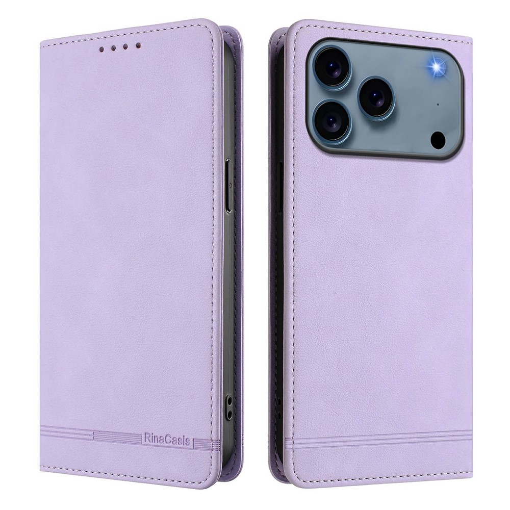 RINACASIS RC23 For iPhone 17 Pro Max Case RFID Blocking Wallet Stand PU Leather Phone Cover - Light Purple
