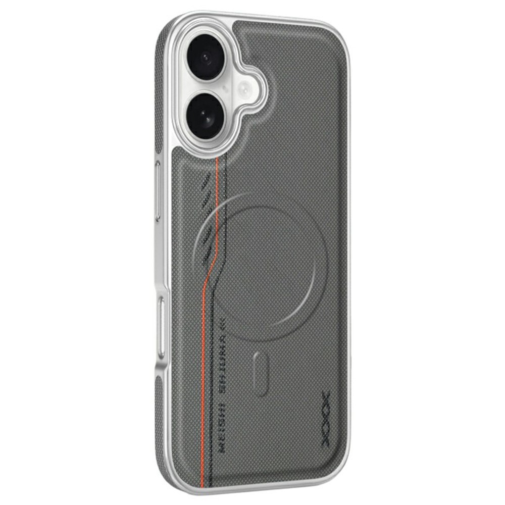 For iPhone 17 Case Compatible with MagSafe Line Print Diamond Texture PU Leather Phone Back Cover - Grey