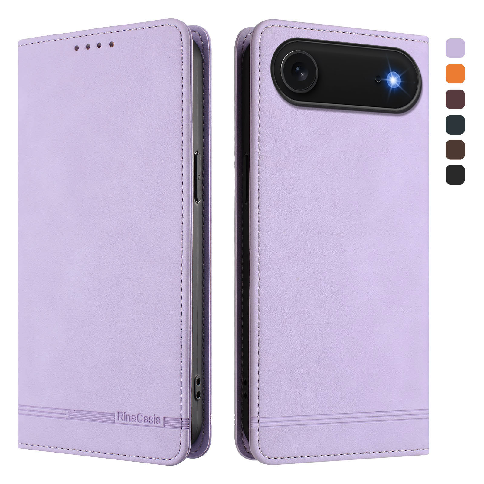 For iPhone Air Case RINACASIS RC23 RFID Blocking Wallet Stand PU Leather Phone Cover - Light Purple