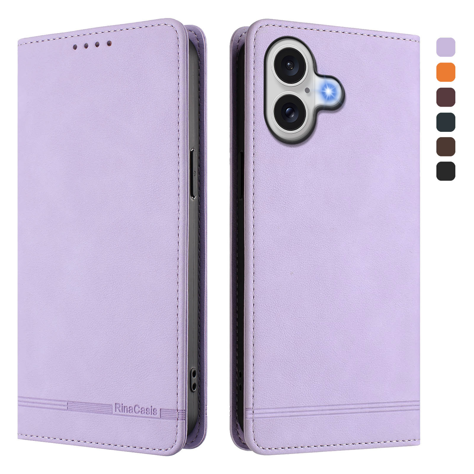 For iPhone 17 Case RINACASIS RC23 RFID Blocking Wallet Stand PU Leather Phone Cover - Light Purple