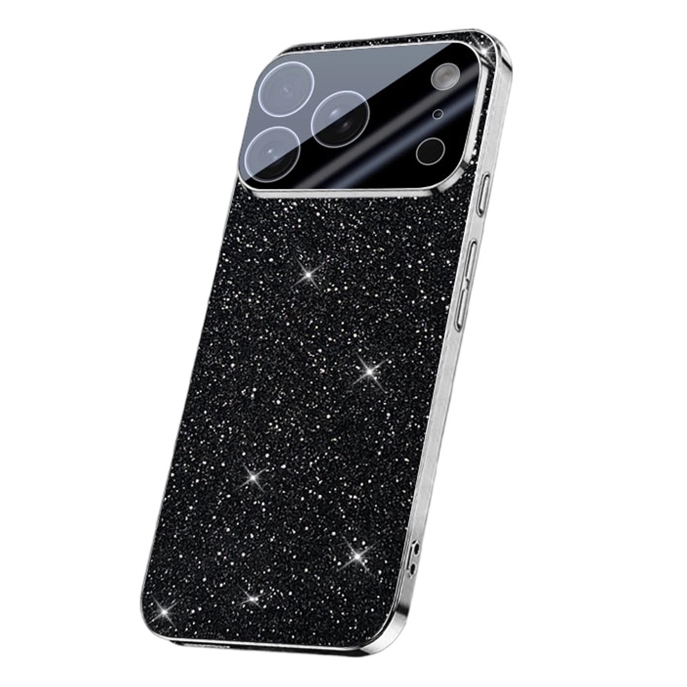 For iPhone 17 Pro Case Sparkling Starlight Glitter Electroplated Shockproof PC + TPU Phone Cover - Black