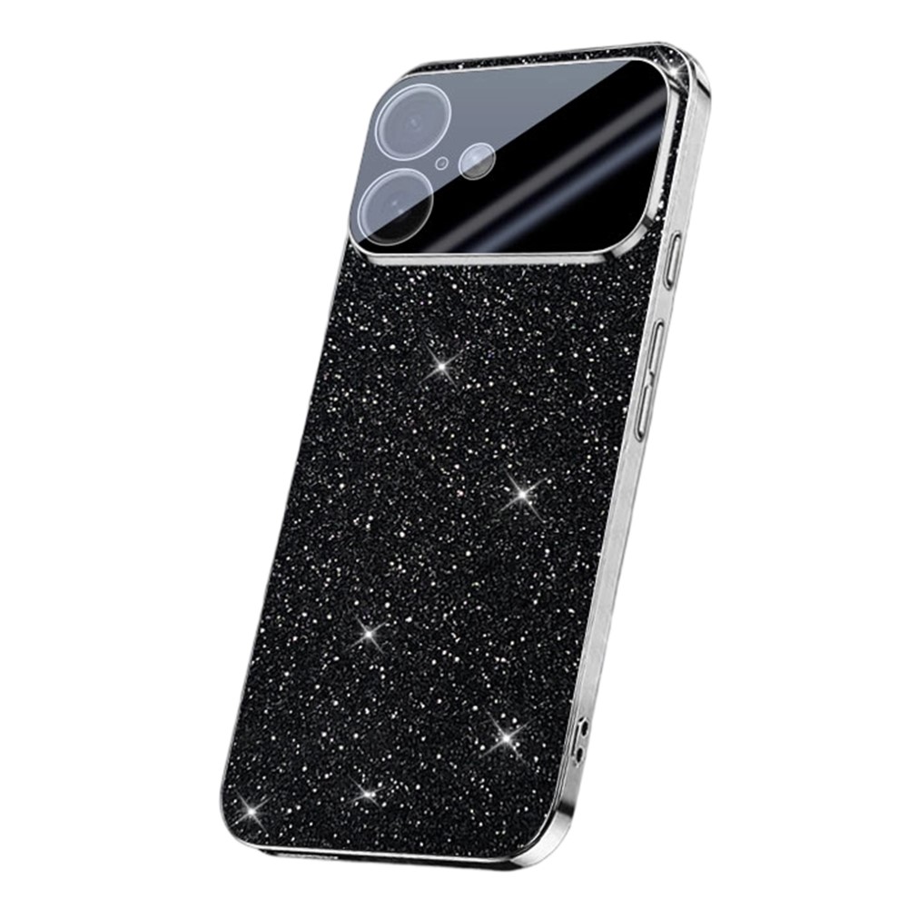 For iPhone 17 Case Sparkling Starlight Glitter Electroplated Shockproof PC + TPU Phone Cover - Black