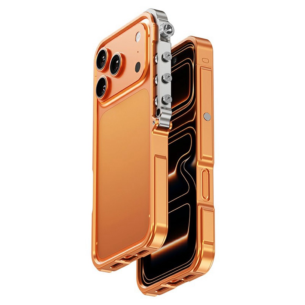 For iPhone 17 Pro Bumper Case Aluminum Alloy Metal Frame Phone Cover - Orange