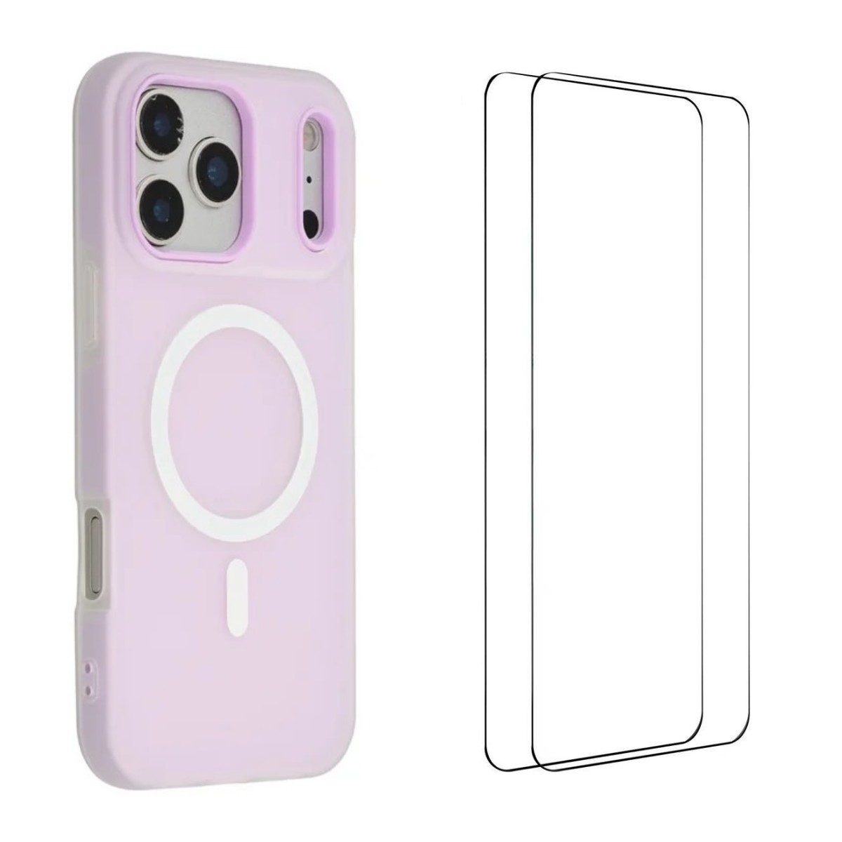 For iPhone 17 Pro Max Magnetic Case WANLONFENG ML Series Matte PC TPU Phone Cover Large Cutouts with 2Pcs Screen Film - Purple