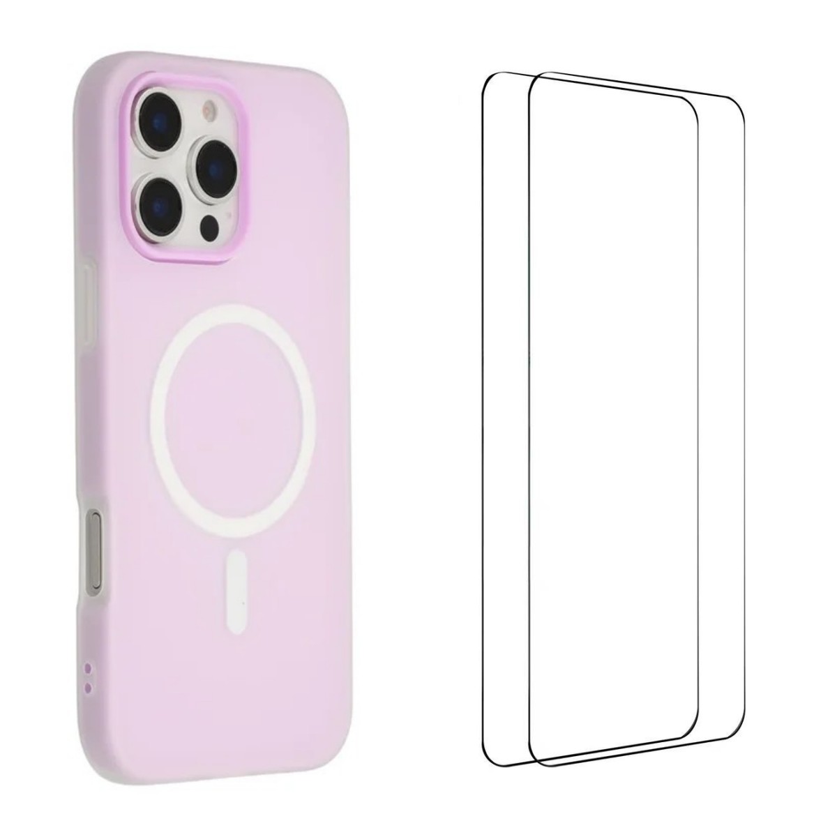 For iPhone 16 Pro Magnetic Case WANLONFENG ML Series Matte PC TPU Phone Cover Large Cutouts with 2Pcs Screen Film - Purple