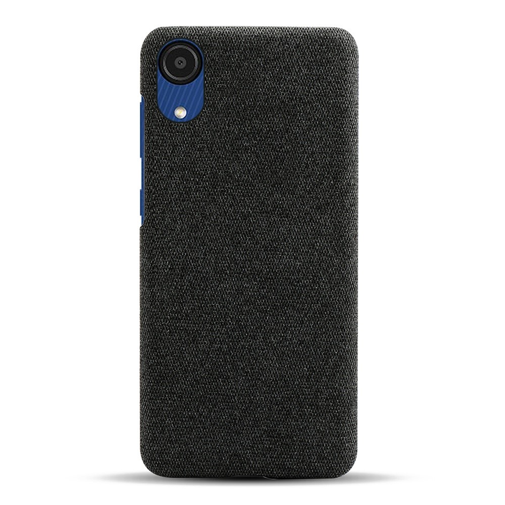 For Samsung Galaxy A23e Anti-scratch Mobile Phone Case Shell Solid Color Hard PC+Cloth Phone Cover - Black-3