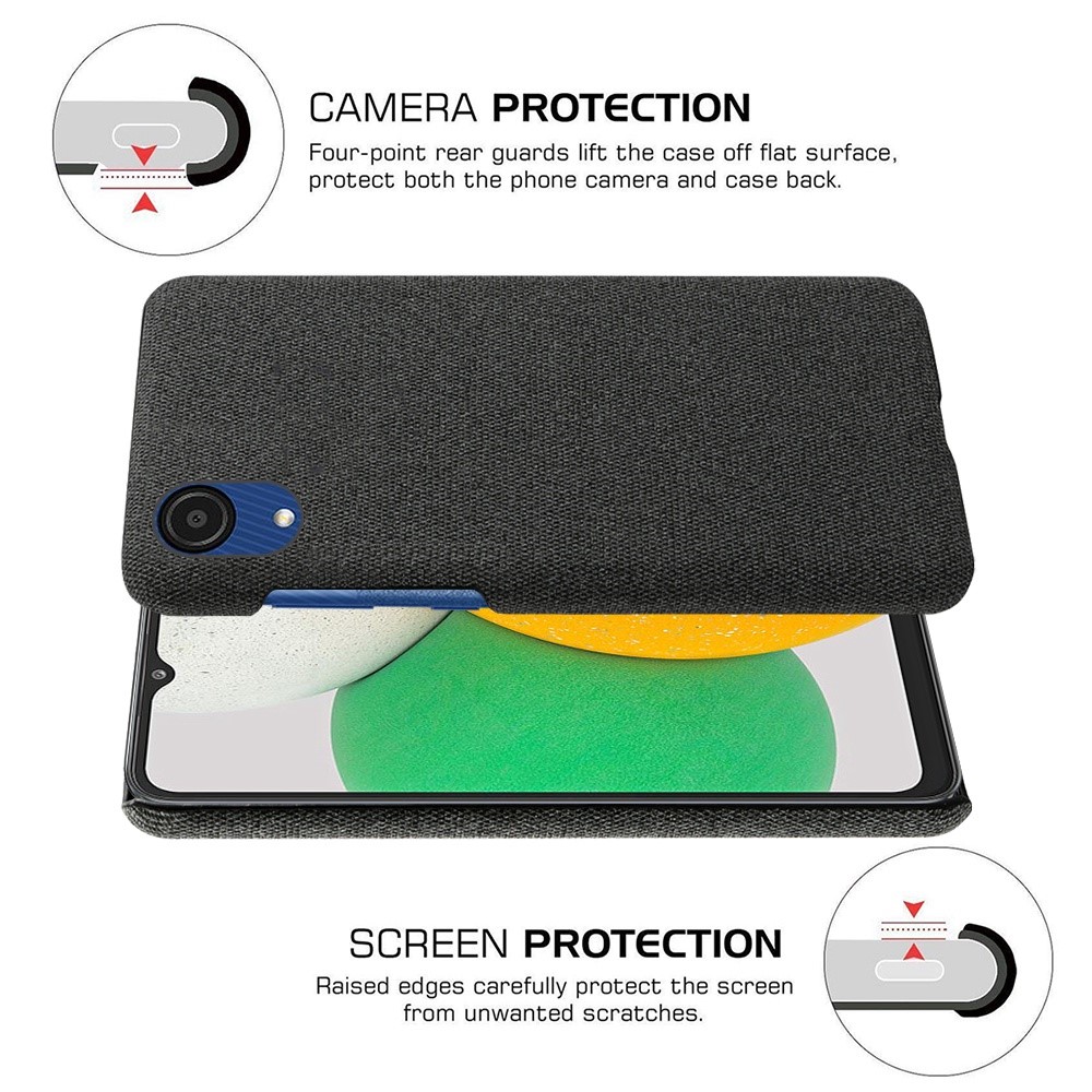 For Samsung Galaxy A23e Anti-scratch Mobile Phone Case Shell Solid Color Hard PC+Cloth Phone Cover - Black-5