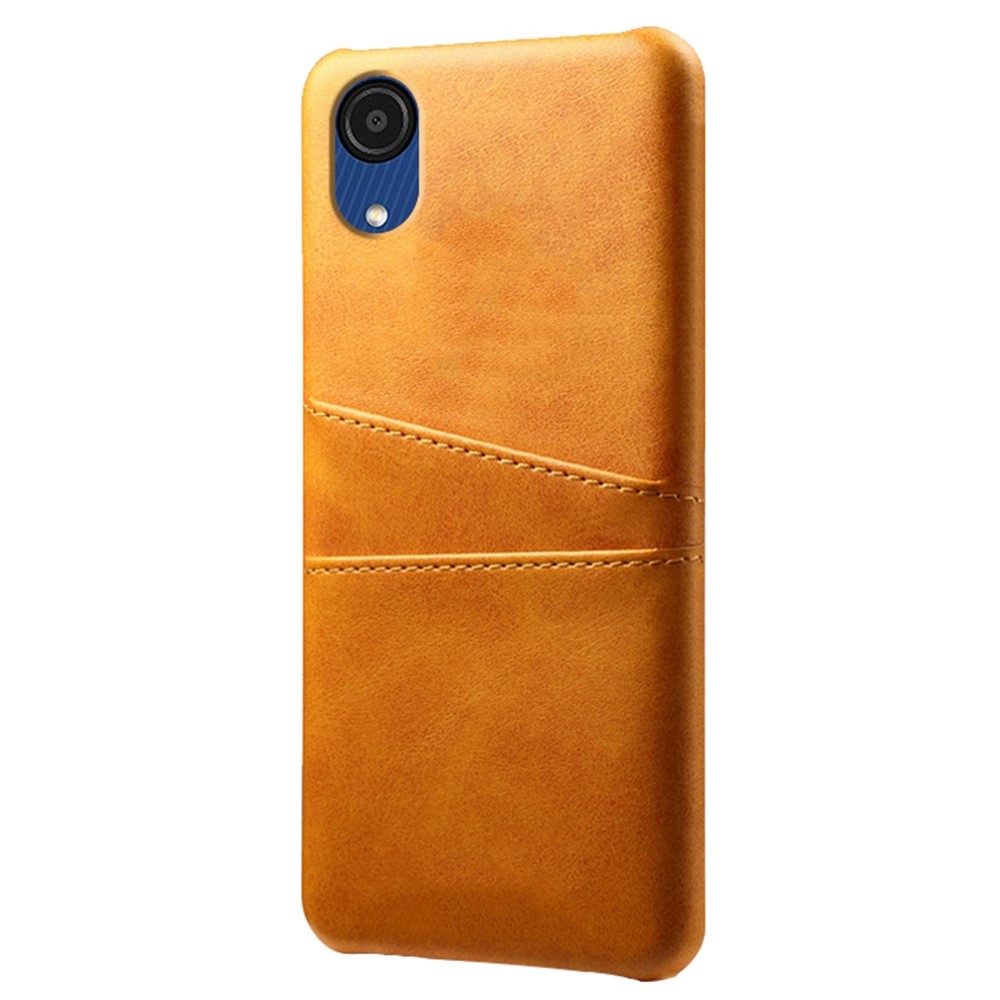 For Samsung Galaxy A23e Scratch Resistance Dual Card Slots Holder Protective Phone Case PU Leather Coated Hard PC Phone Shell - Orange-2