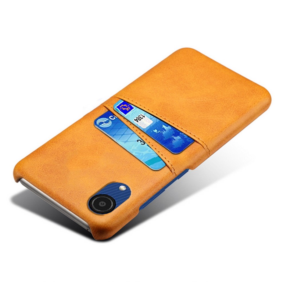 For Samsung Galaxy A23e Scratch Resistance Dual Card Slots Holder Protective Phone Case PU Leather Coated Hard PC Phone Shell - Orange-3