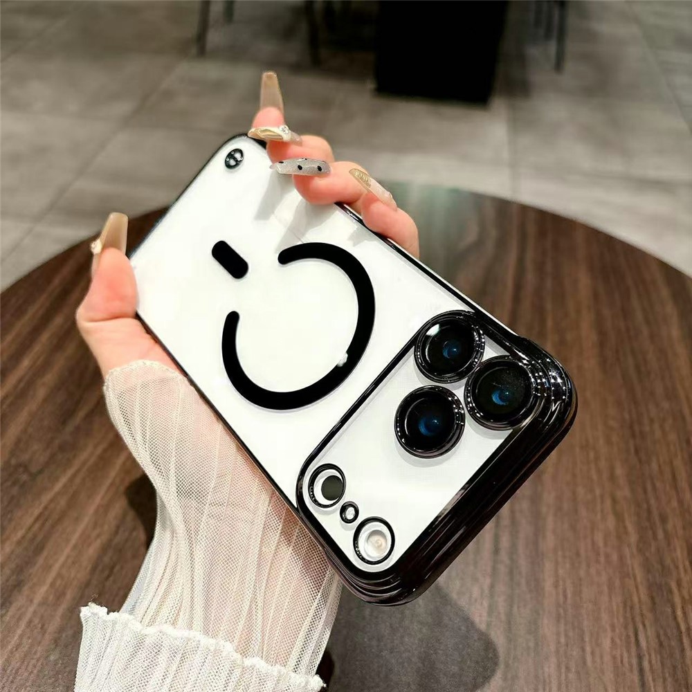 For iPhone 17 Pro Electroplating Frameless Case Compatible with MagSafe TPU Shockproof Phone Cover - Black