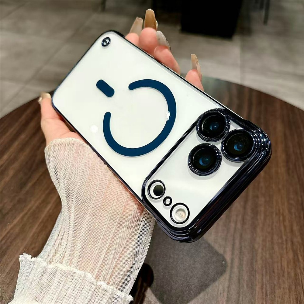 For iPhone 17 Pro Max Electroplating Frameless Case Compatible with MagSafe TPU Shockproof Phone Cover - Blue