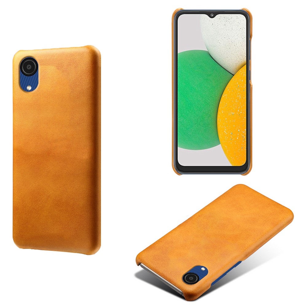For Samsung Galaxy A23e Mobile Phone Cover Scratch-resistant Textured PU Leather Coated PC Phone Case - Orange-2