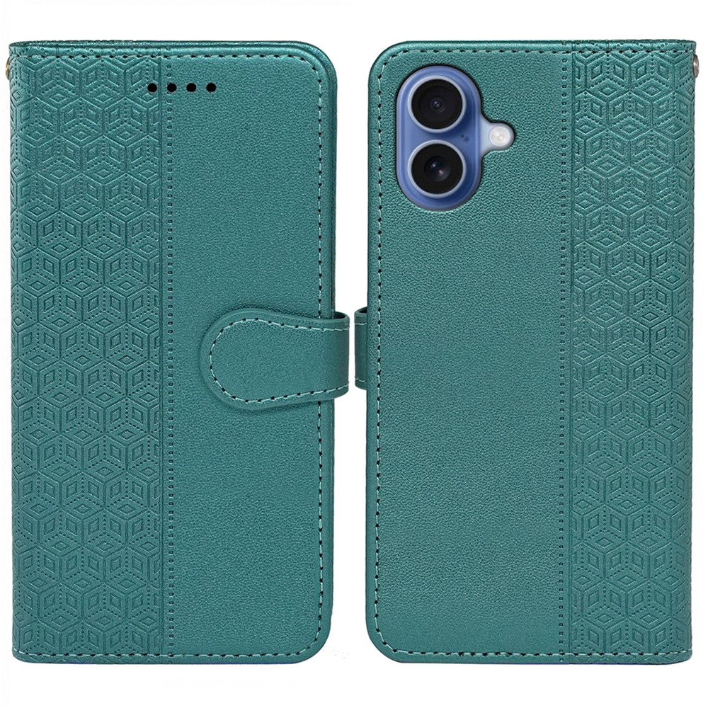 For iPhone 17 Wallet Phone Case Pattern Imprint Leather Flip Cover - Green