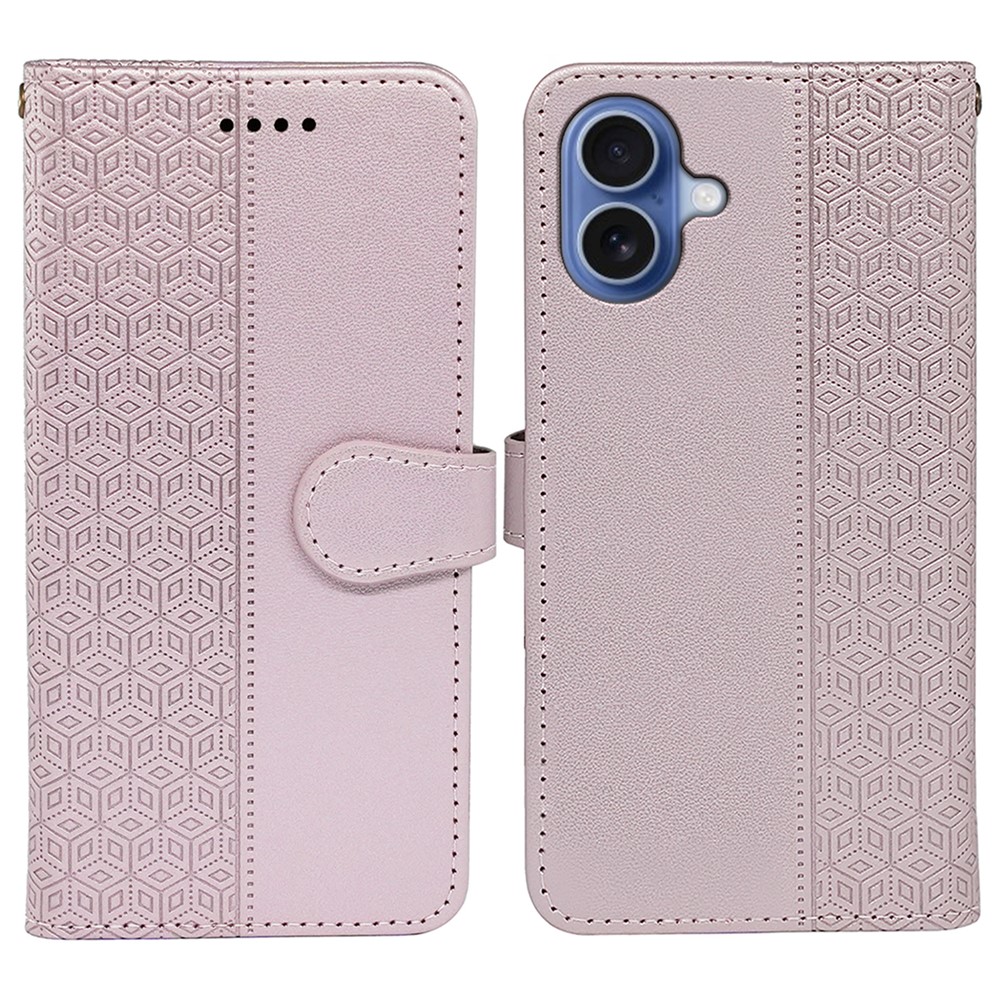 For iPhone 17 Wallet Phone Case Pattern Imprint Leather Flip Cover - Rose Gold