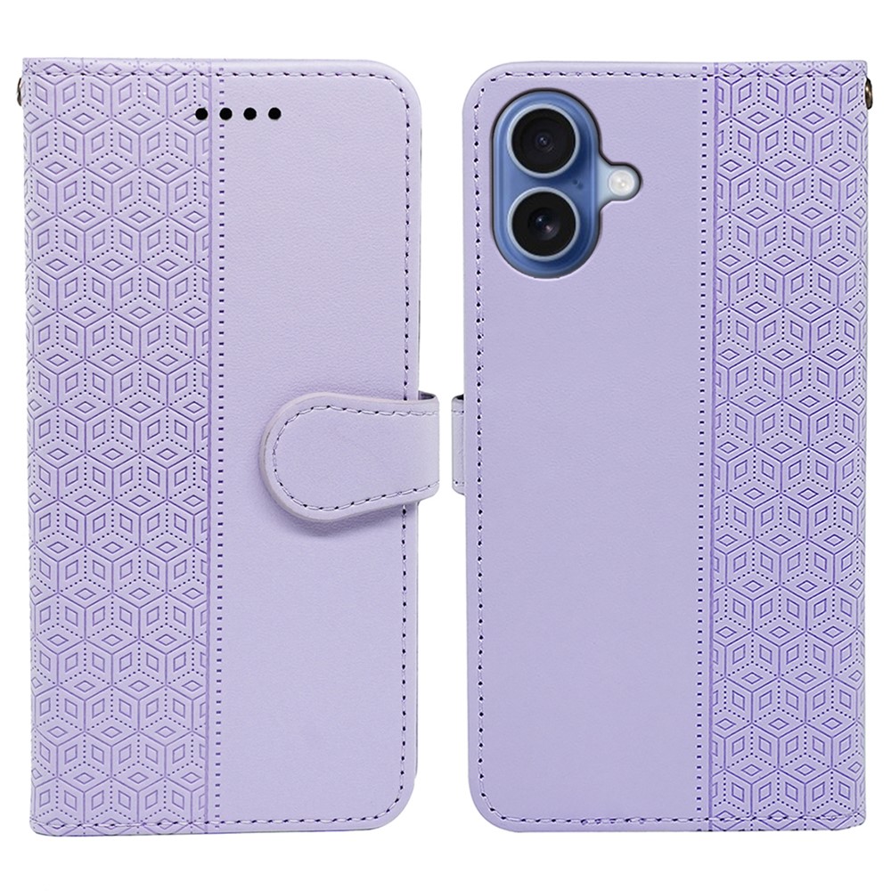 For iPhone 17 Wallet Phone Case Pattern Imprint Leather Flip Cover - Purple