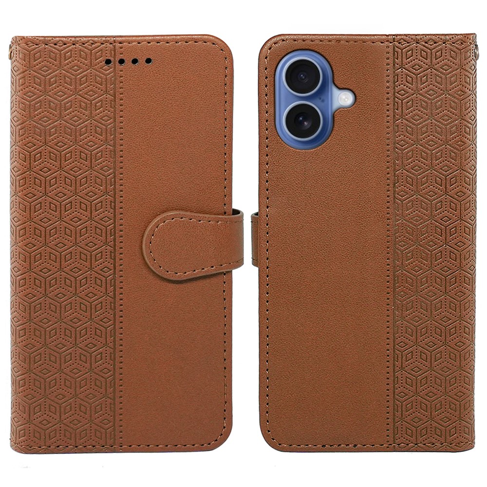 For iPhone 17 Wallet Phone Case Pattern Imprint Leather Flip Cover - Brown