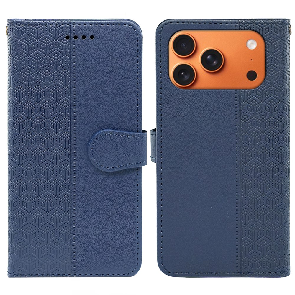 For iPhone 17 Pro Max Wallet Phone Case Pattern Imprint Leather Flip Cover - Blue
