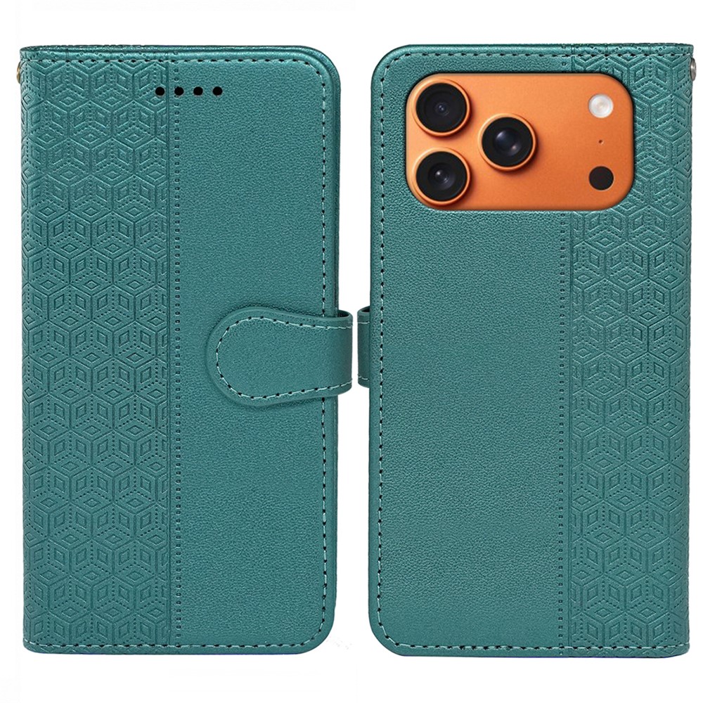 For iPhone 17 Pro Max Wallet Phone Case Pattern Imprint Leather Flip Cover - Green