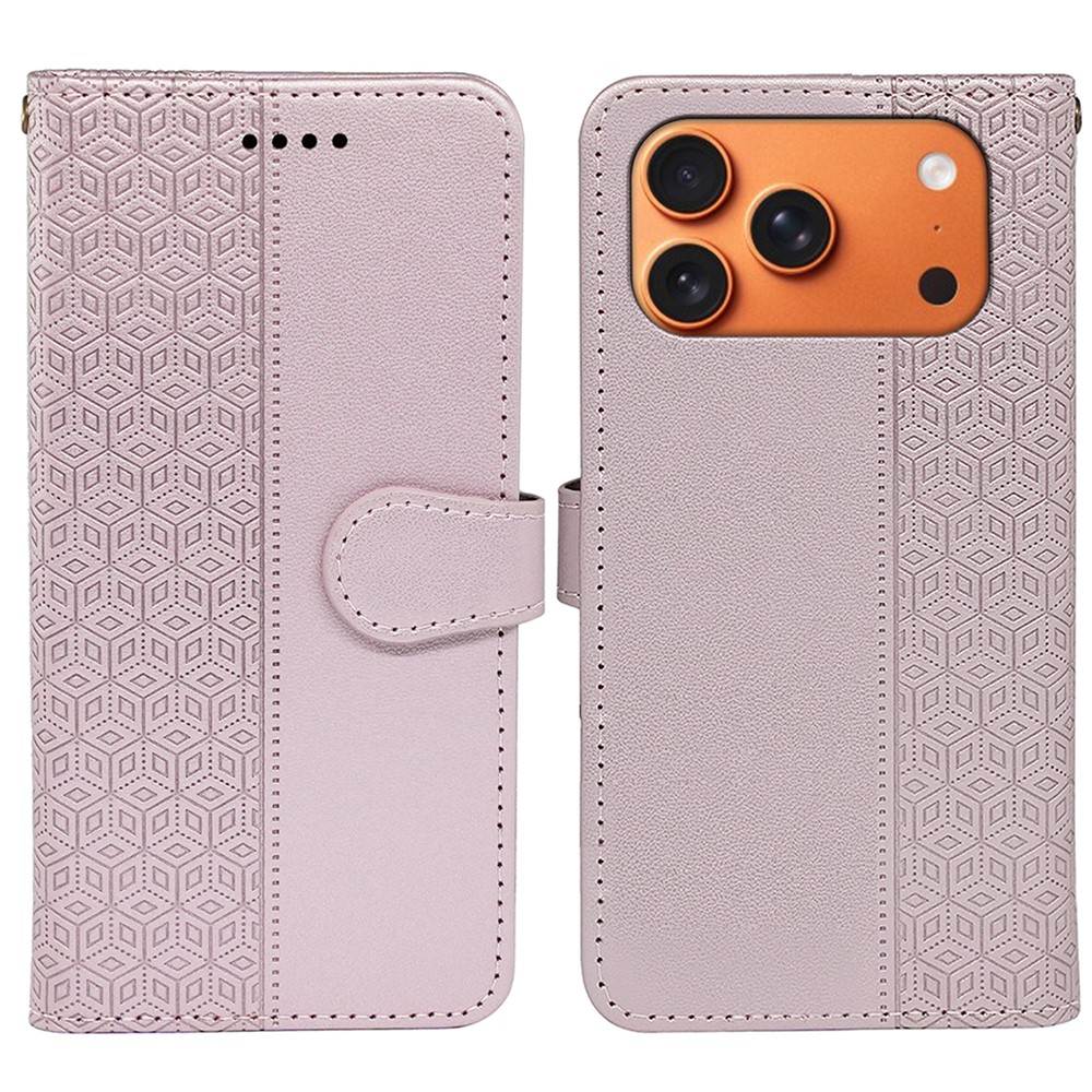 For iPhone 17 Pro Max Wallet Phone Case Pattern Imprint Leather Flip Cover - Rose Gold