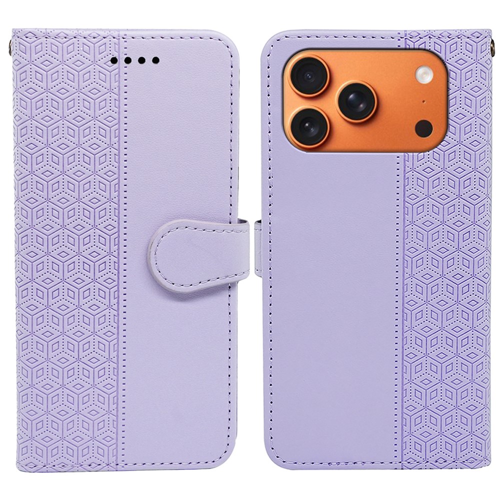 For iPhone 17 Pro Max Wallet Phone Case Pattern Imprint Leather Flip Cover - Purple