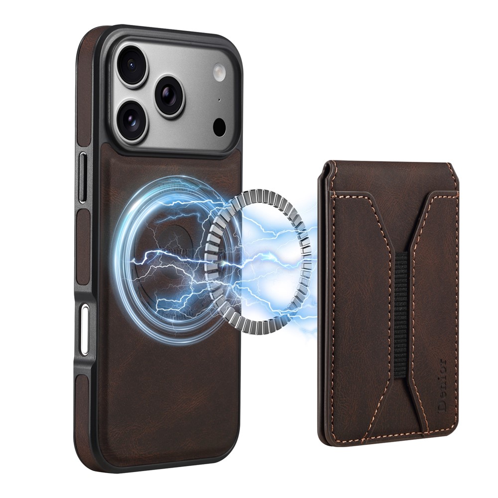 DENIOR D17 For iPhone 17 Pro Max Case Compatible with MagSafe Card Bag Phone Cover - Brown