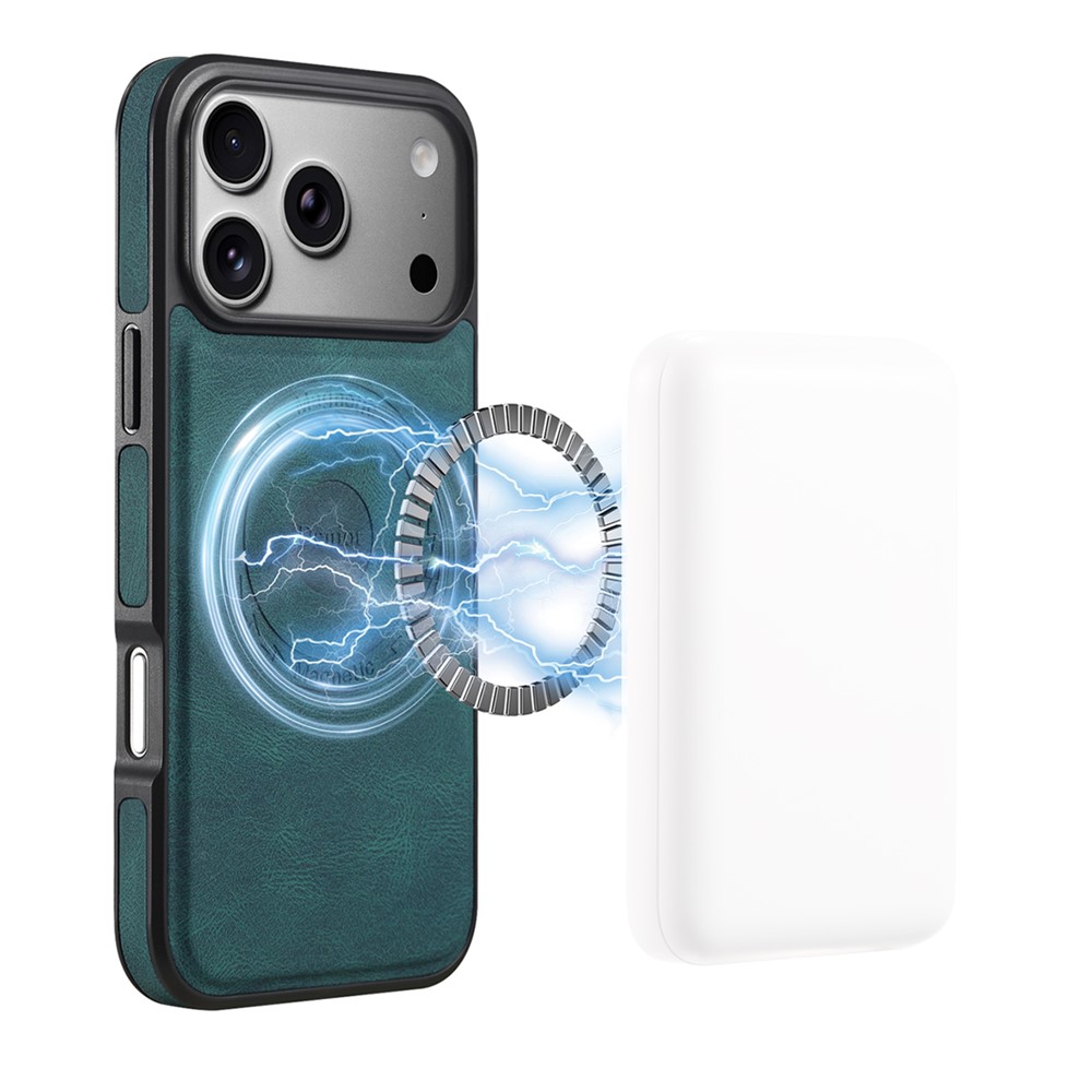 DENIOR A13 For iPhone 17 Pro Max Case Compatible with MagSafe Leather + PC + TPU Phone Cover - Blue