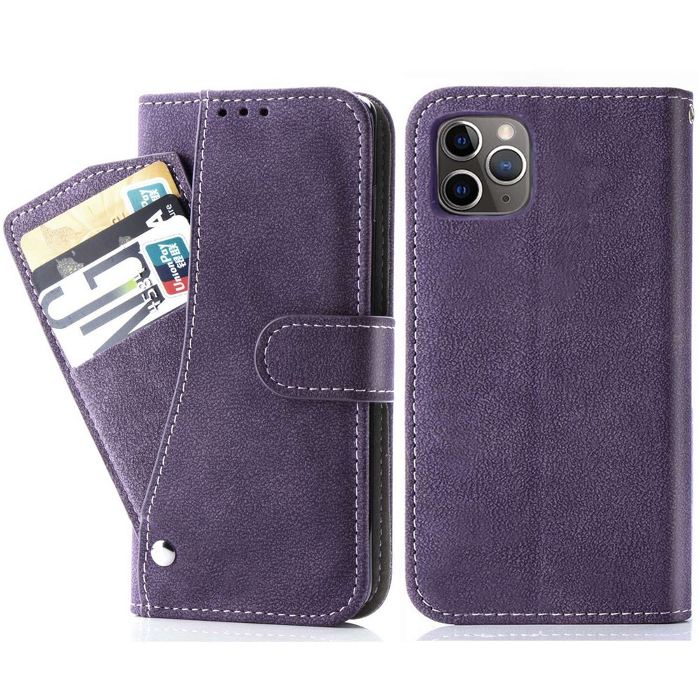 For iPhone 16 Pro Max Case Retro PU Leather Wallet Phone Cover with Rotating Card Slots Holder - Purple