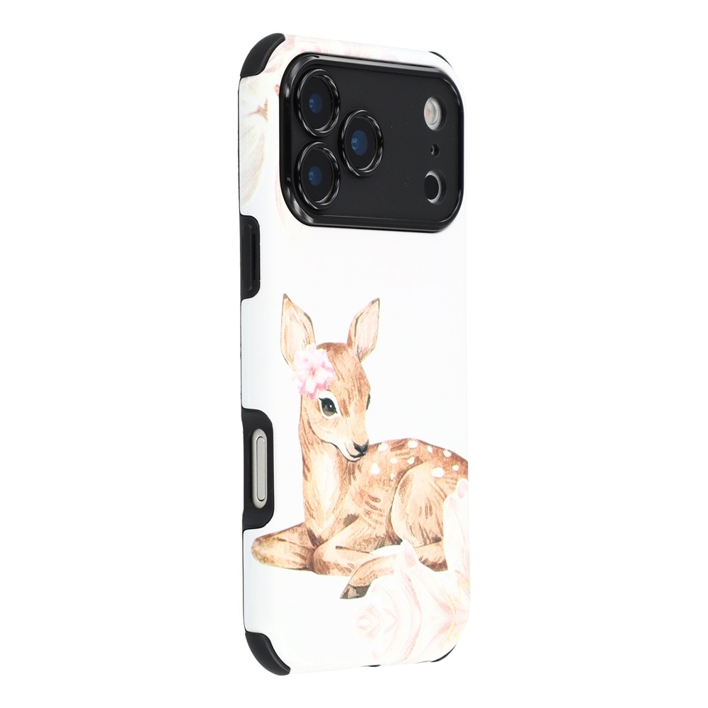 For iPhone 17 Pro Max Case IMD Pattern Design Corner Protection PC + TPU Phone Cover - Cute Deer