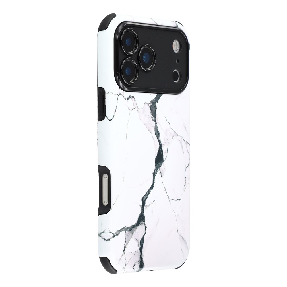 For iPhone 17 Pro Max Case IMD Pattern Design Corner Protection PC + TPU Phone Cover - White Marble