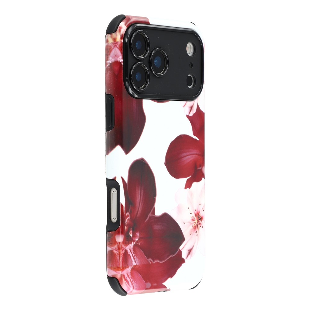 For iPhone 17 Pro Case IMD Pattern Design Corner Protection PC + TPU Phone Cover - Red Stamens