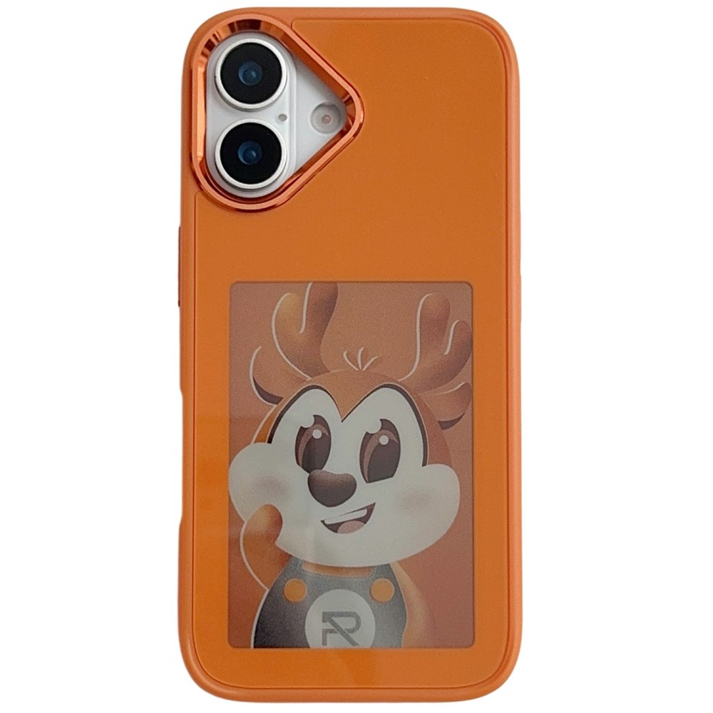 For iPhone 17 Smart E-Ink Phone Case 4 Color HD 4 inch Display NFC DIY Customized Screen - Orange