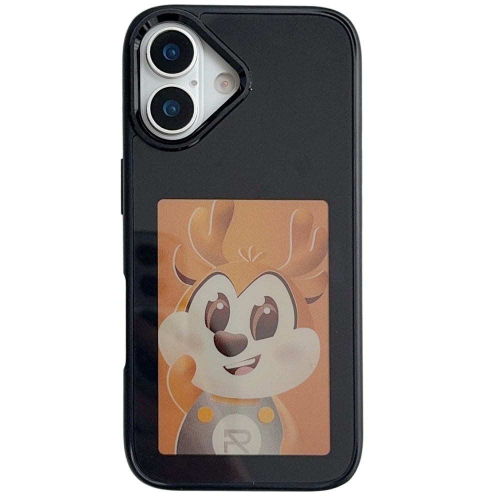 For iPhone 17 Smart E-Ink Phone Case 4 Color HD 4 inch Display NFC DIY Customized Screen - Black