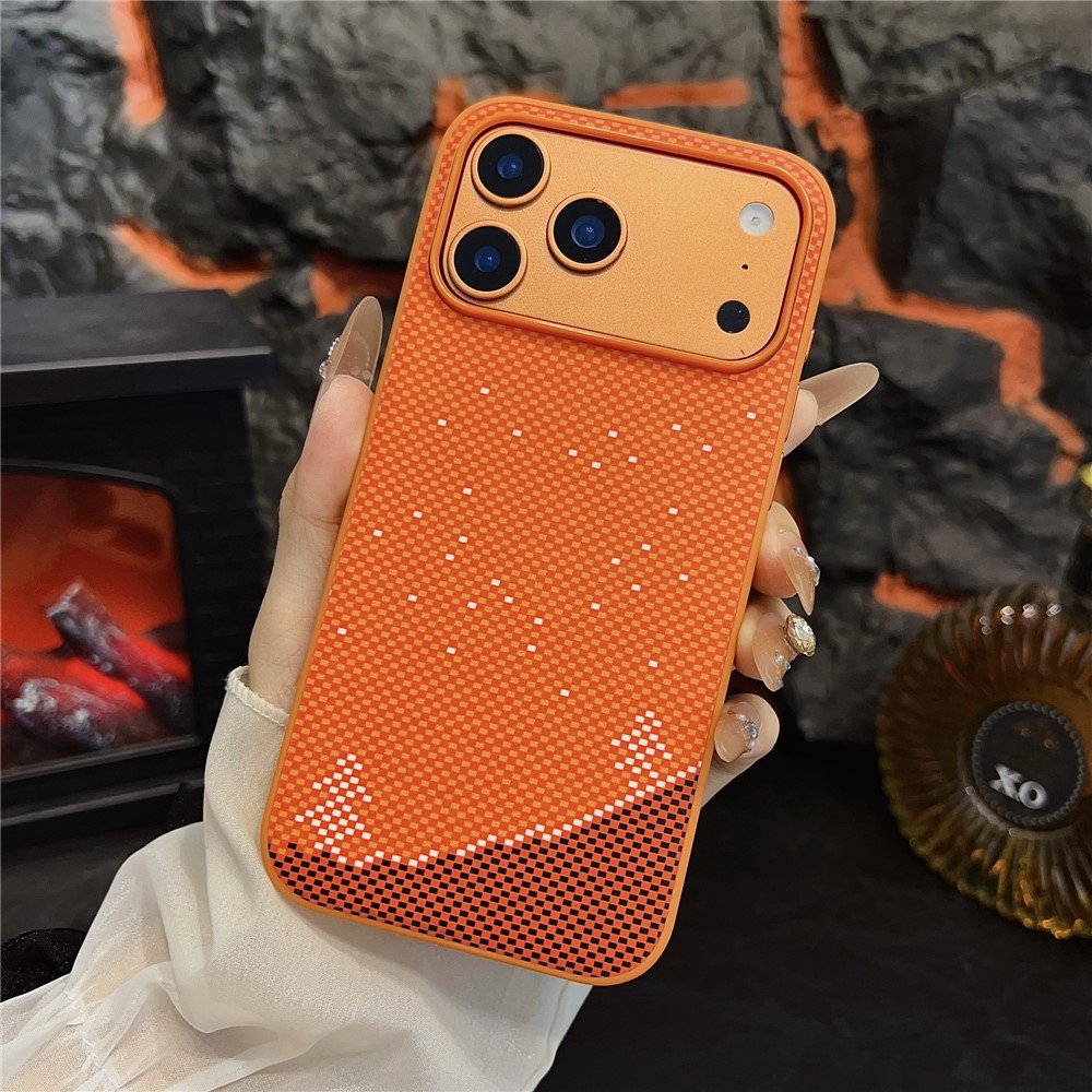 For iPhone 17 Pro Max Magnetic Case Orange Synthetic Fiber + PC Phone Back Cover - Winter Snow